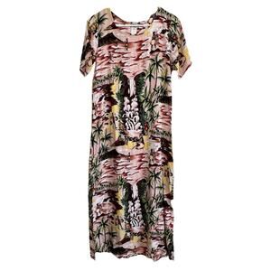 Vintage Kamehameha Hawaii Hawaiian Tropical Beach Tiki Sun House Dress Small M22